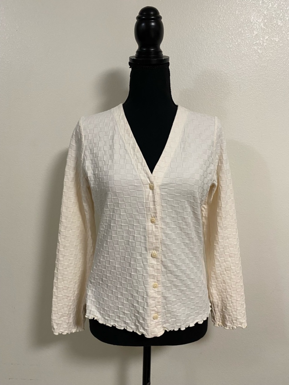 Madewell Sweater Women’s Size Small Cream Basket Weave stitch Sweater Tee